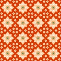 Â­Gold Floral Geometric Seamless Pattern on Red Background Royalty Free Stock Photo